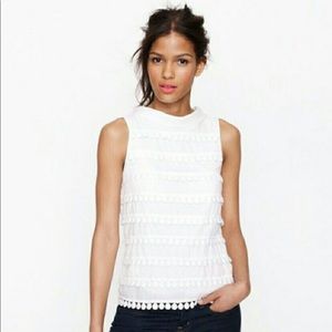 White Pom Pom Shell Sleeveless Top